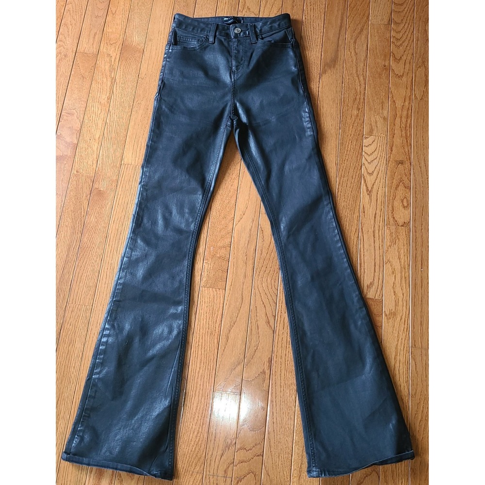 Asos Design Women's Vegan Leather Pants S 26x32 Black Straight Leg High Waisted